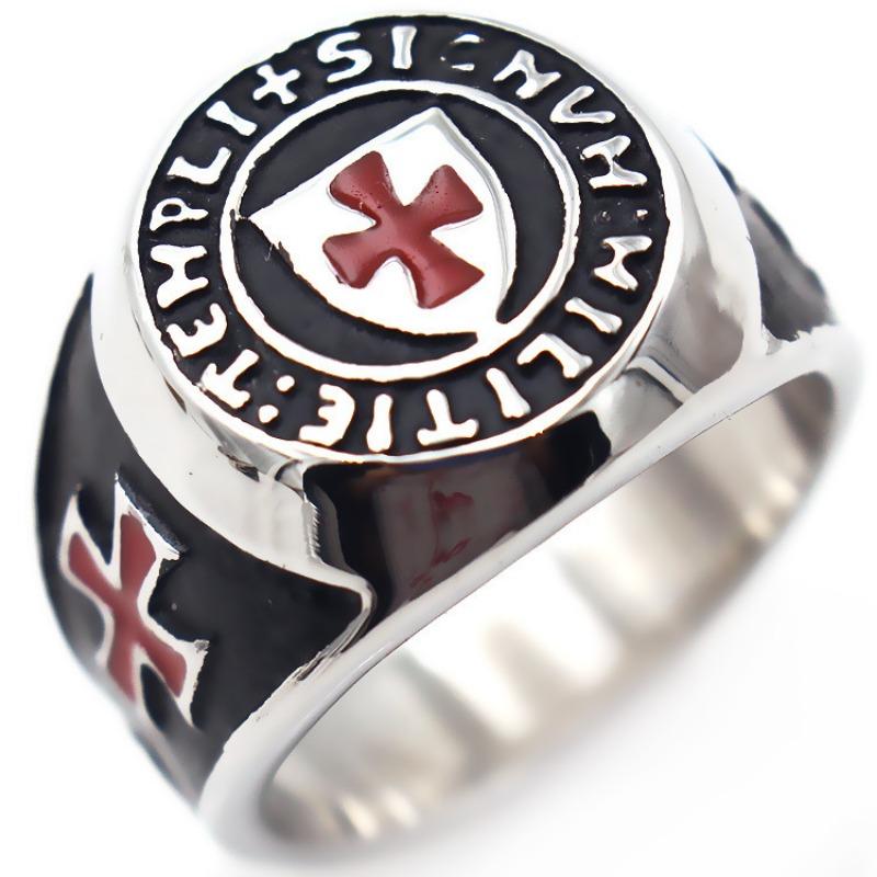 Anello Dominante in Acciaio Titanio Trendy da Uomo Anello ad Anello Scudo Inglese Anello a Croce