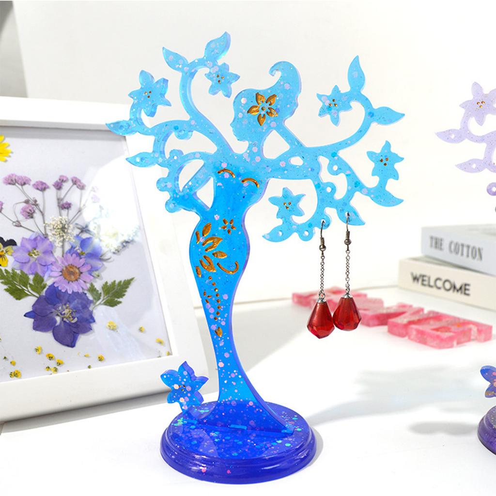 DIY Beauty Shaped Jewelry Holder Silicone Mold Crystal Epoxy Resin Casting Mold Earring Necklace Display Stand Molds
