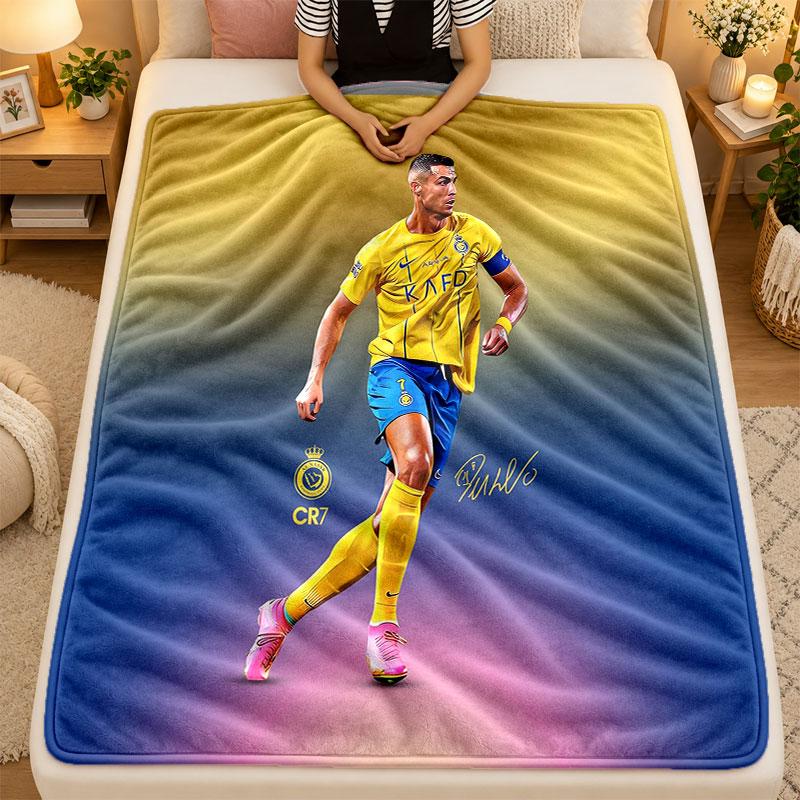 Flannel BlanketCristiano Ronaldo Warm Soft Throw Blanket for Indoor Sofa Bed Living Room Use