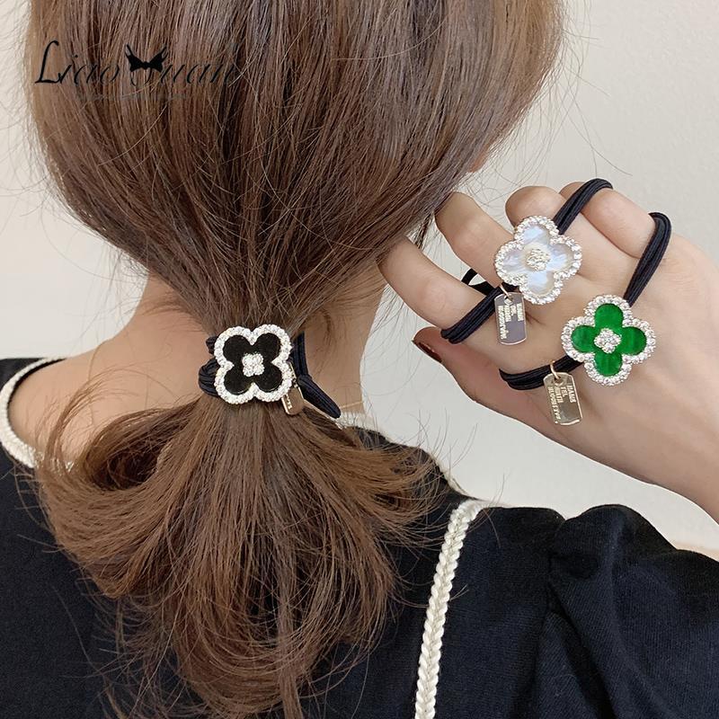 Four-leaf clover hair rope temperament small fresh hair band girl tied hair ponytail headband tied hair rubber band hair accessories