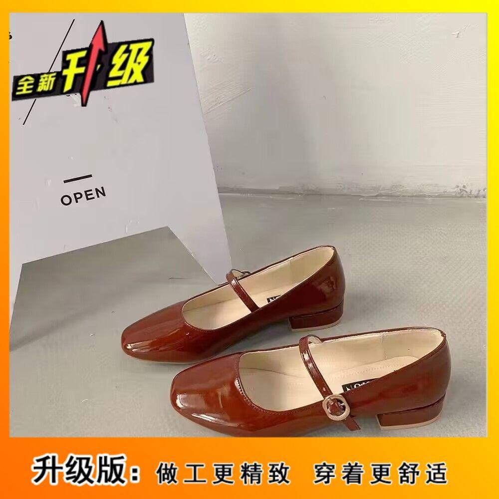 Low-heeled summer new retro versatile one-word buckle Mary Jane single shoes small leather shoes women