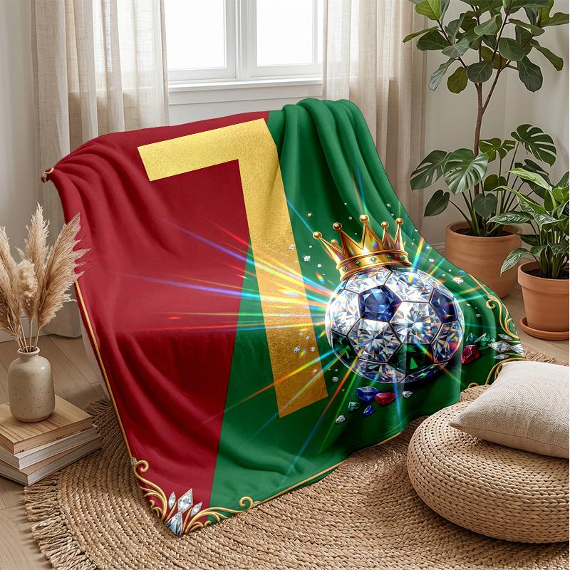 Golden Football Celebration Theme blanket Lightweight Warm Flannel Blanket Decorative Throw Blanket for Home Decoration
