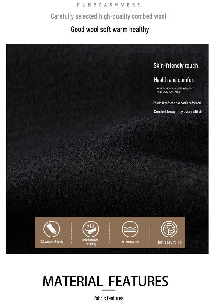 Men's Mid-length Double-faced Cashmere Coat with Down Inner Layer - Dad Style Woolen Outerwear