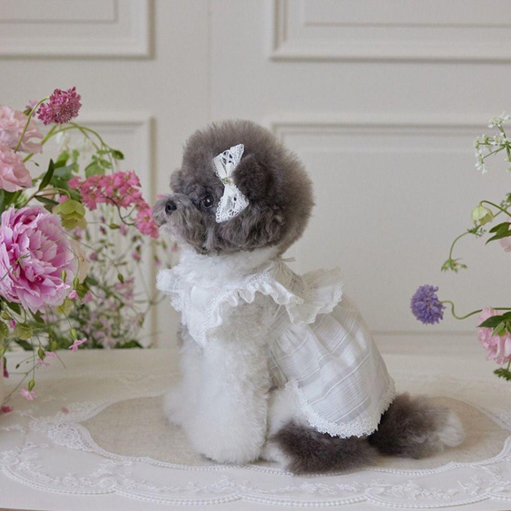 Soft Pet Summer Clothes Lace Cat Flying Sleeve Skirt Fashion Pet Princess Dress  for Puppy Kittens