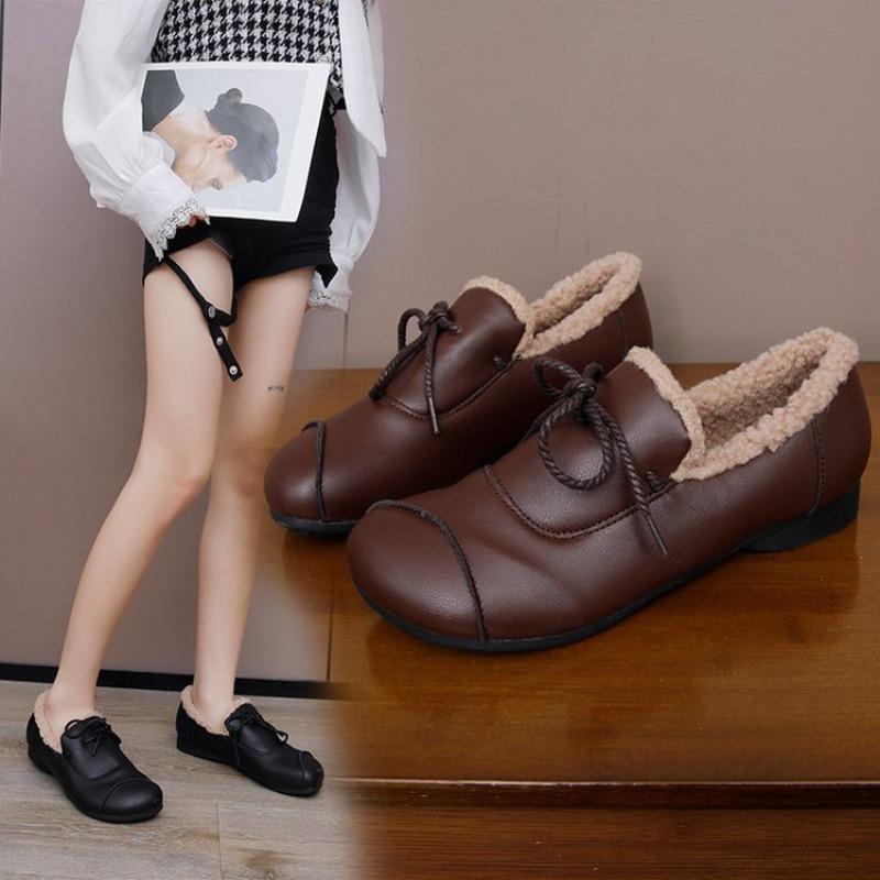 

Бархатные туфли Doudou женские новые зимние хлопковые мягкие кожаные на плоской подошве хлопковые туфли для среднего и пожилого возраста нескользящие теплые туфли 40 коричневый