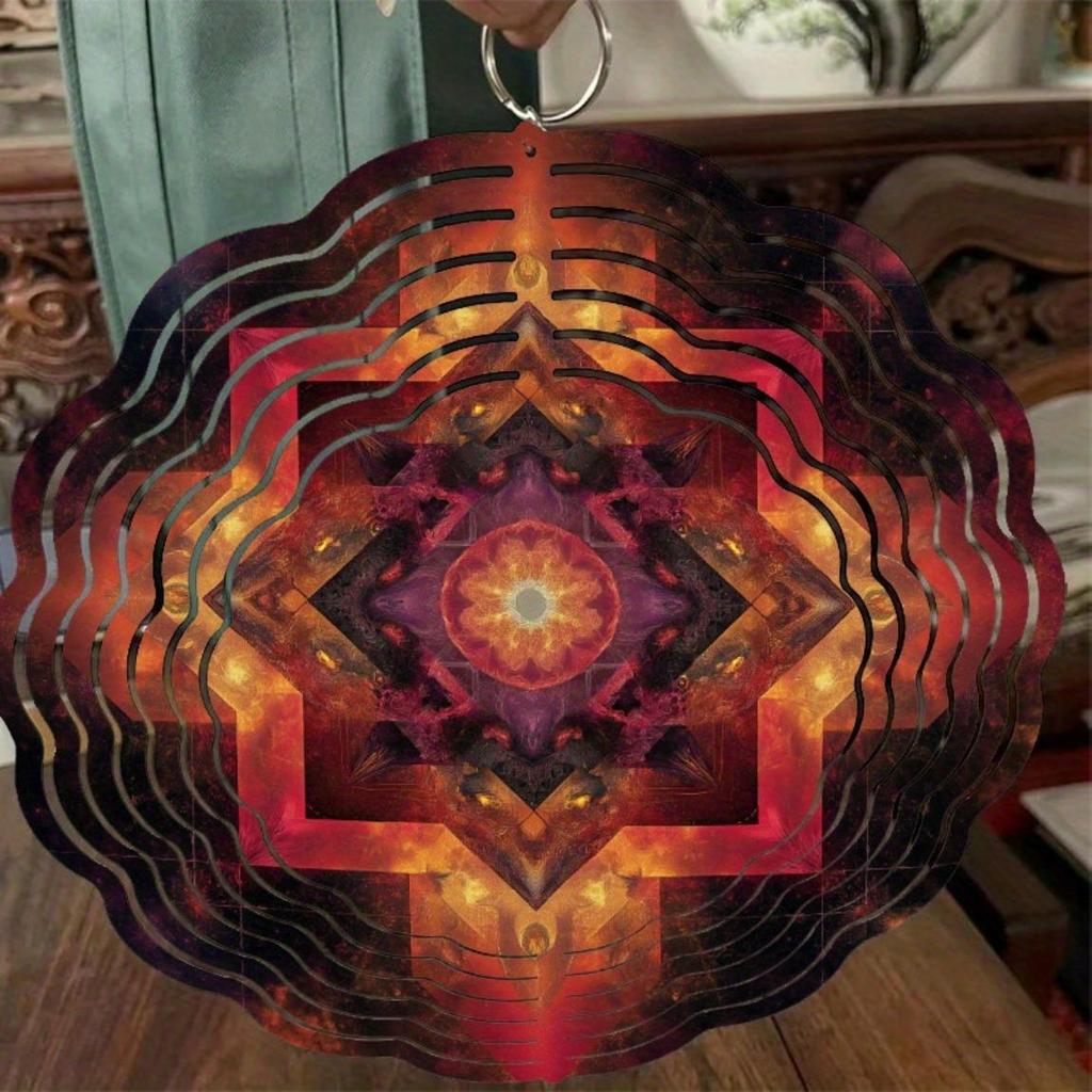 10 Inch Colorful Geometric Wind Chime for Outdoor Decor with 360 Degree Rotating Hook Perfect for Balcony Lawn Garden Spring Summer Gift