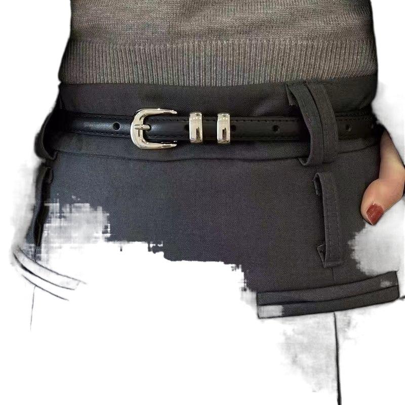 Womens Fashionable Slim Belt In Multiple Colors With Stylish Metal Ring Detail