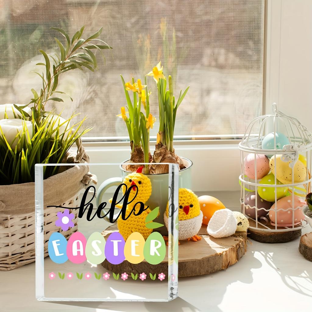 2D Flat Acrylic Easter Egg Decoration, Indoor and Outdoor Decoration - No Battery/electricity Required, Free Day Decoration, Shop Decoration, Durable