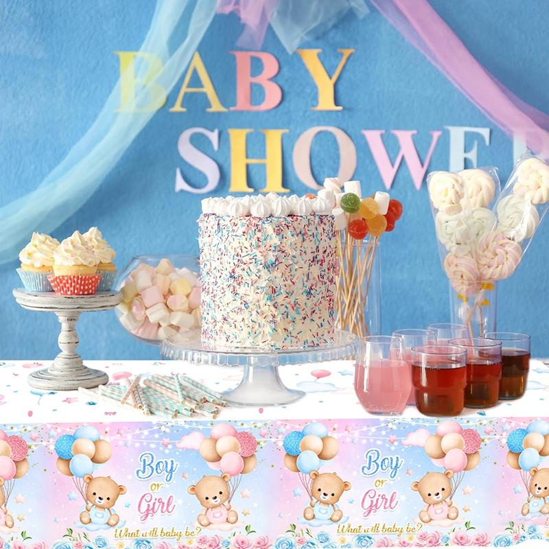 Gender Reveal Party Plastic Tablecloth Boy or Girl Baby Shower Decor Newborn Table Cover He Or She Gender Reveal Party Supplies