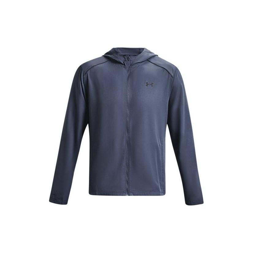 Under Armour Storm Logo Printed Hooded Running Jacket Men Jacket Gray 1376795-044