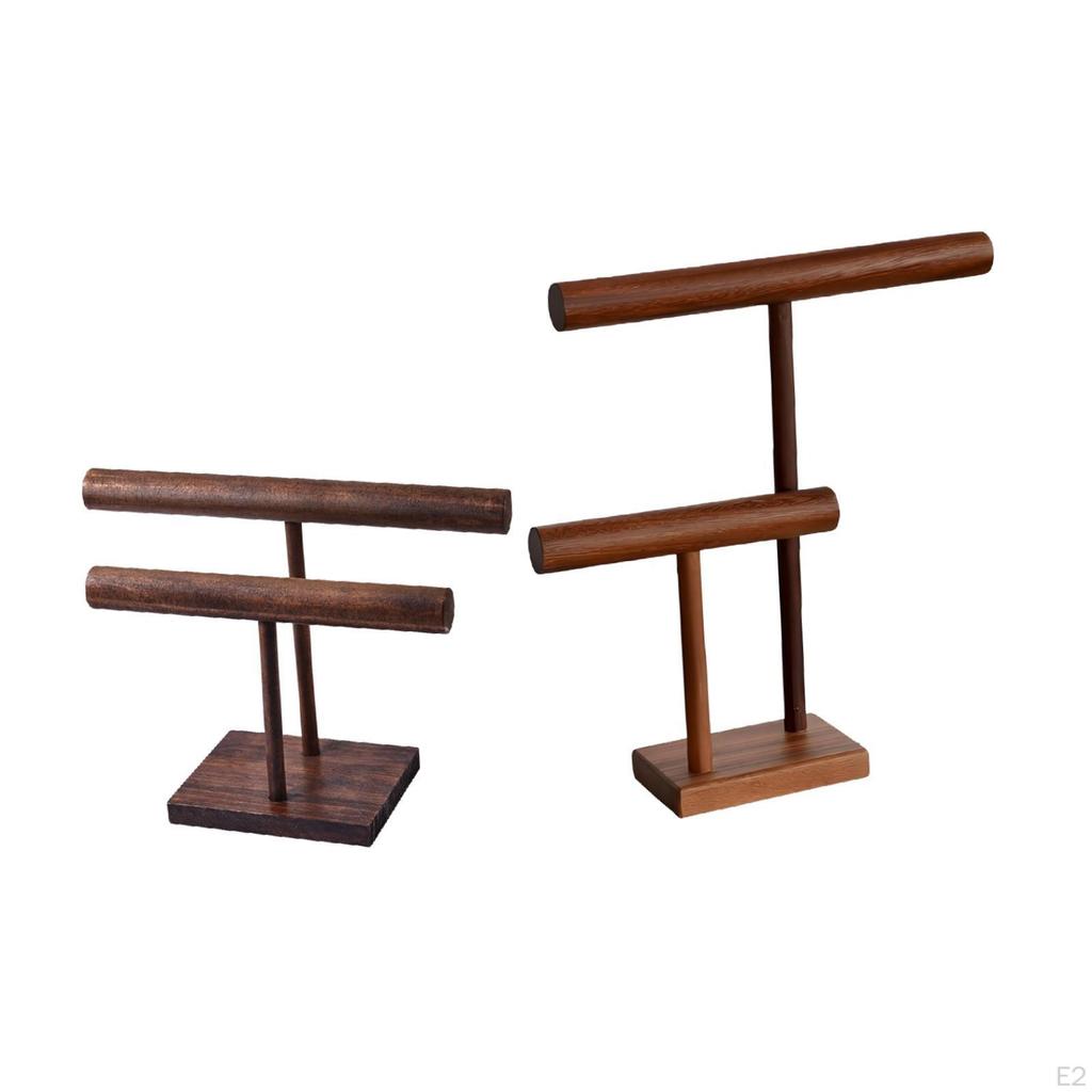 Display Stand for Necklaces And Bracelets, Wooden with Base, Organizer Scarves Cords