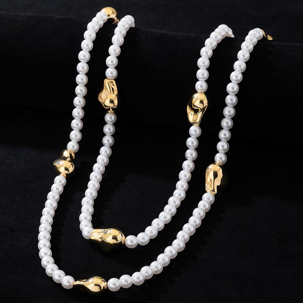 1 fashionable and retro elegant multi-layer imitation pearl-set gemstone women's necklace, suitable for banquet wear