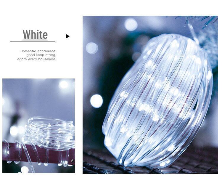 LED Solar Tube Fairy Lights, Copper Wire, Waterproof, Outdoor Christmas Courtyard Decoration