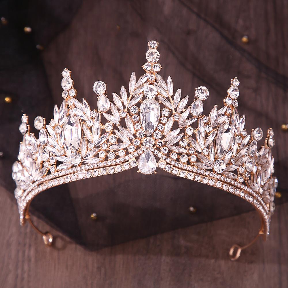 DIEZI Vintage Baroque Crystal Flower Tiara For Women Girls Party Luxury Bridal Bride Rhinestone Crown Hair Accessories Jewelry