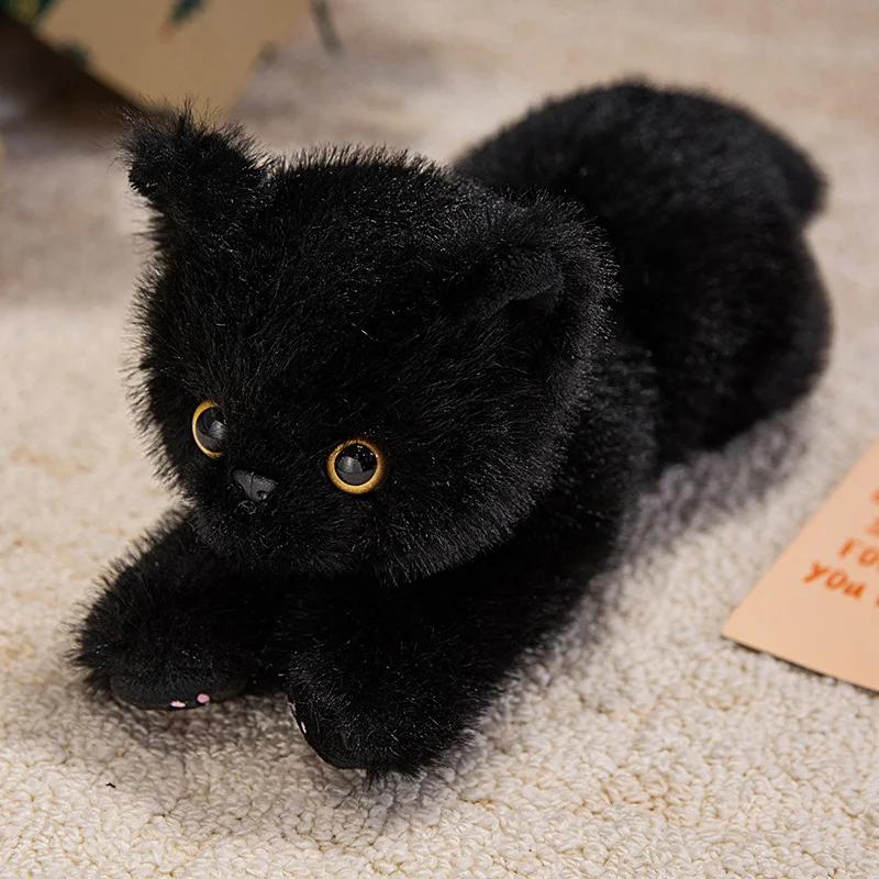 Realistische Katzen-Plüschtiere Weiches gefülltes liegendes Kätzchen-Puppe Liebenswerter Kinderbegleiter Hübsche Heimdekoration Geburtstagsgeschenk 50cm