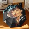 1pc French rock legend Johnny Hallyday Umbrella Portable Folding Umbrella Iron Frame Hole Bone Structure Outdoor Home Umbrella