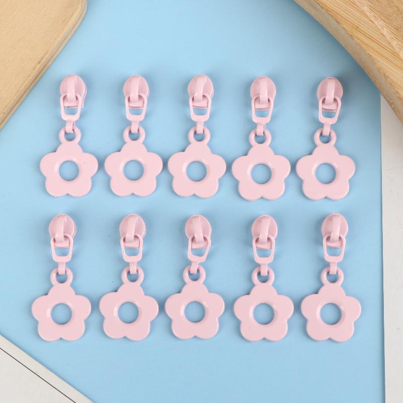 10Pcs Cute Little Flower Zipper Head For #3 Nylon Zippers Suitable For Home Sewing Diy Handmade Zipper Replacement