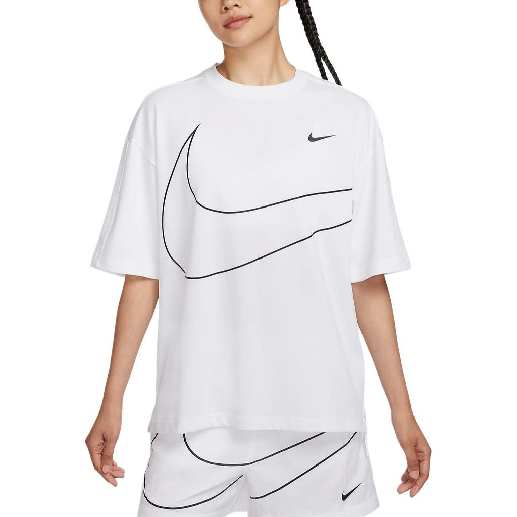 Nike Sportswear Swoosh Oversized Crew Neck Short Sleeve T-Shirt Women T-Shirts White HQ1581100