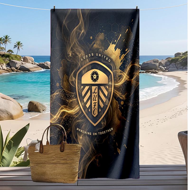 Asciugamano da Spiaggia con Stampa Leeds United Football, Asciugamano Grande Morbido ad Asciugatura Rapida per Spiaggia Campeggio Nuoto