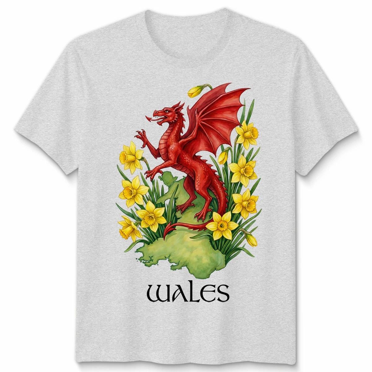 St Davids Day Welsh Flag Dragon Daffodil Wales Festival T Shirt Mens Kids Unisex S