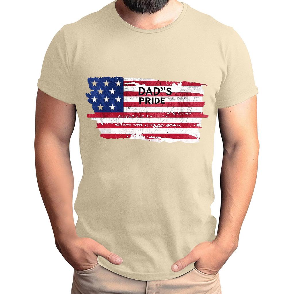 Men's Father's Day Flag Printed T-Shirt Men's Loose Casual Short Sleeve Top