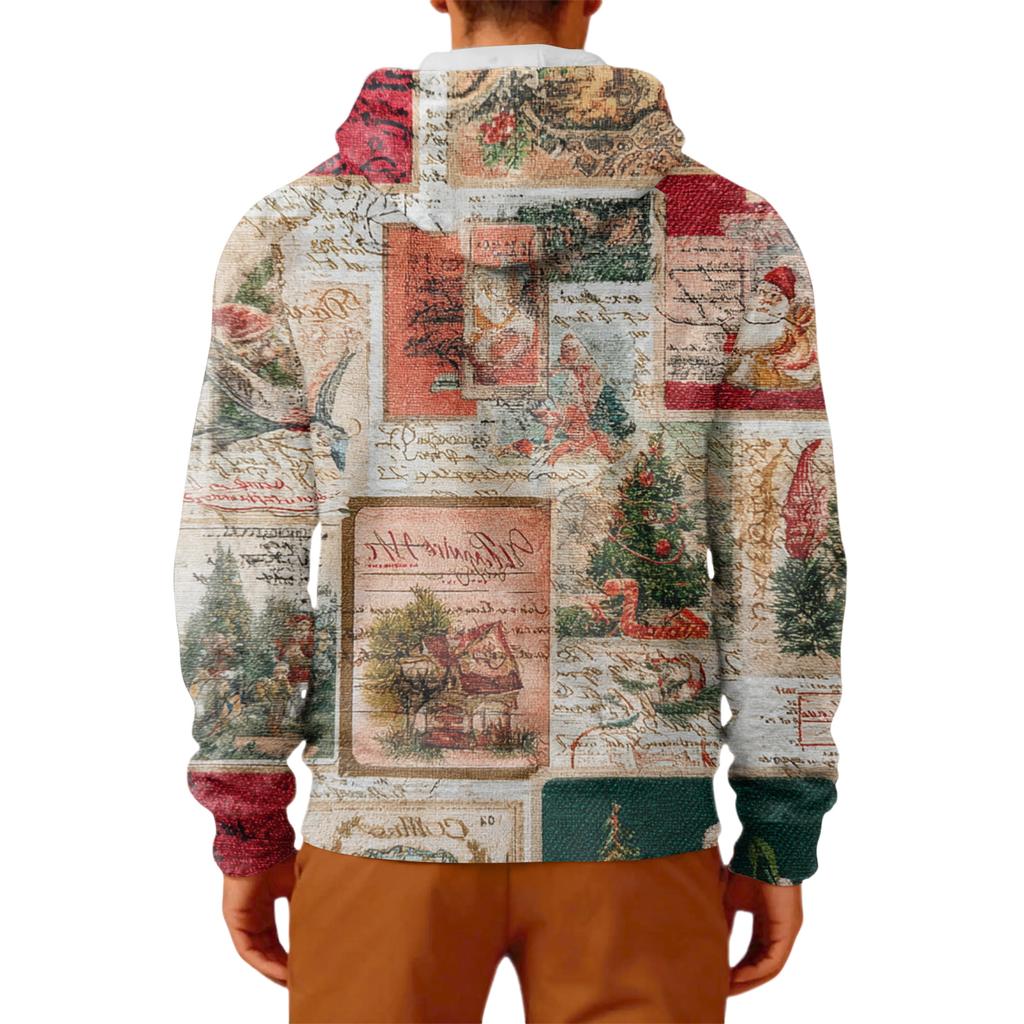 Men's Long-Sleeve Casual Flannel Hooded Sweatshirt