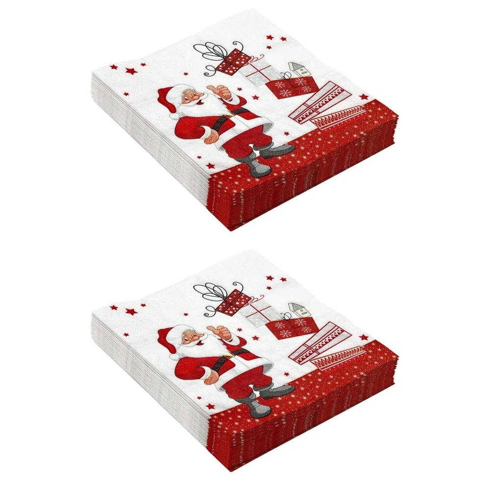20/40/100pcs Disposable Christmas Party Napkins Santa Claus Printed Paper Christmas Dinner Napkins Xmas Table Napkins