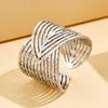 Elegant Retro Hollow Geometric Ring - Heavy Metal Feel, Open Titanium Steel Jewelry