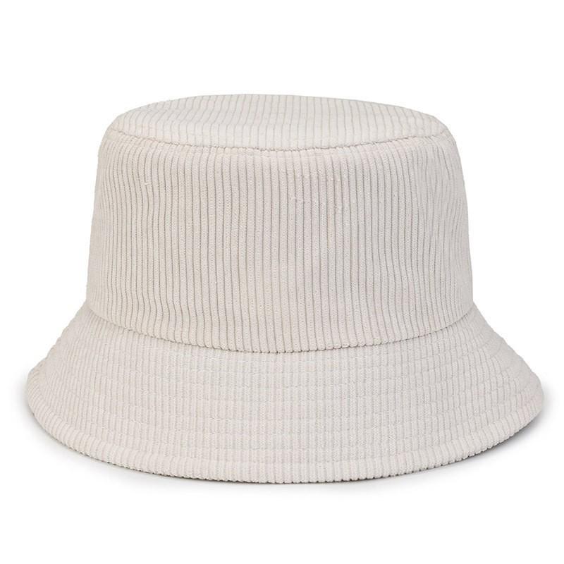 Unisex Retro Corduroy Bucket Hat - Autumn/Winter Korean & Japanese Style L (58-60cm) бежевый