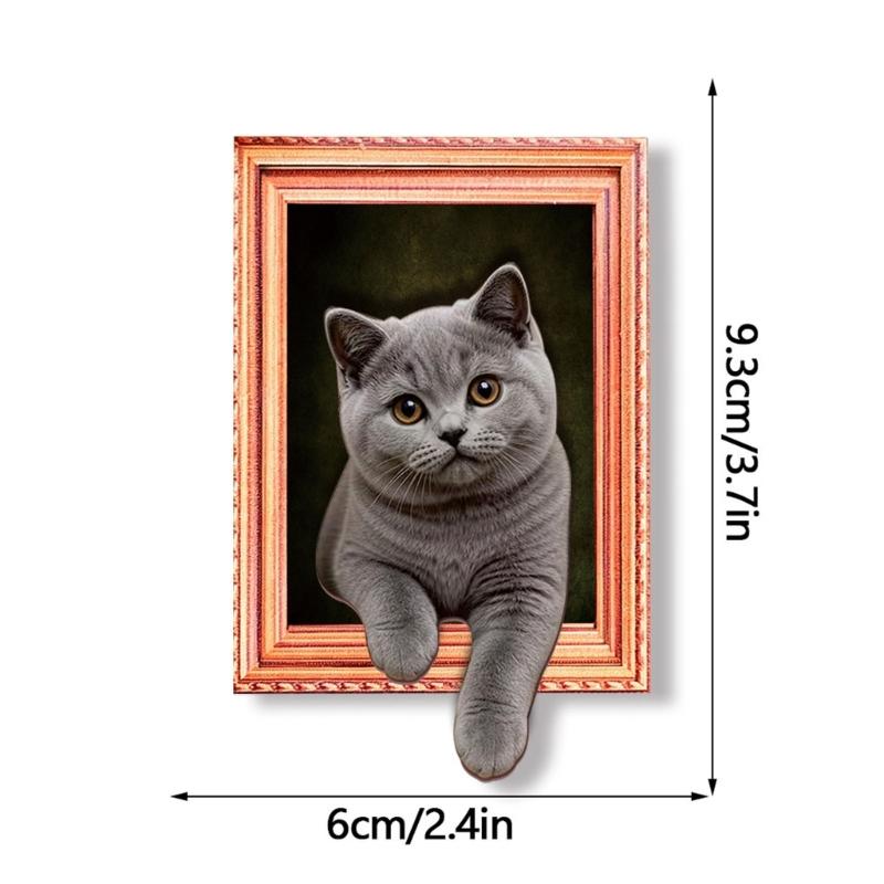 Whiteboards 3D Cats Magnets Decors with Framed Wood Design for Refrigerator Lockers Note and Home Office Accent Display