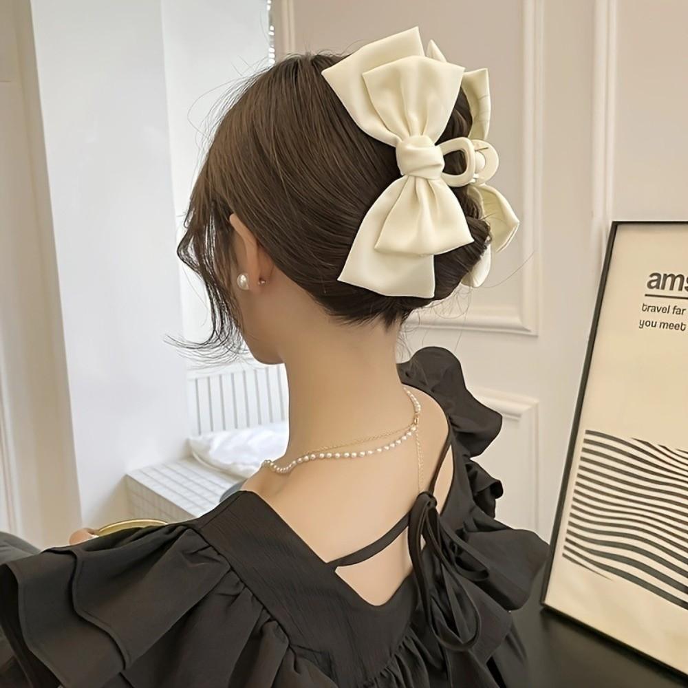 Multifunctional Women Bow Hairpin Solid Color Shark Clip Gifts Girls Headwear