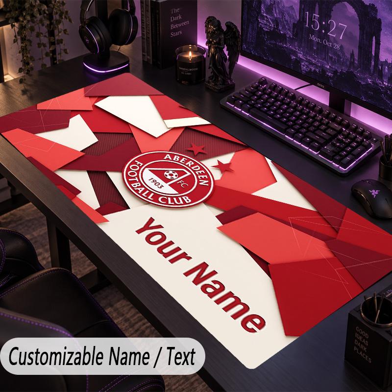 Custom Text Big Mousepad, Extended Desk Pad For Laptop Work GameAberdeen FC