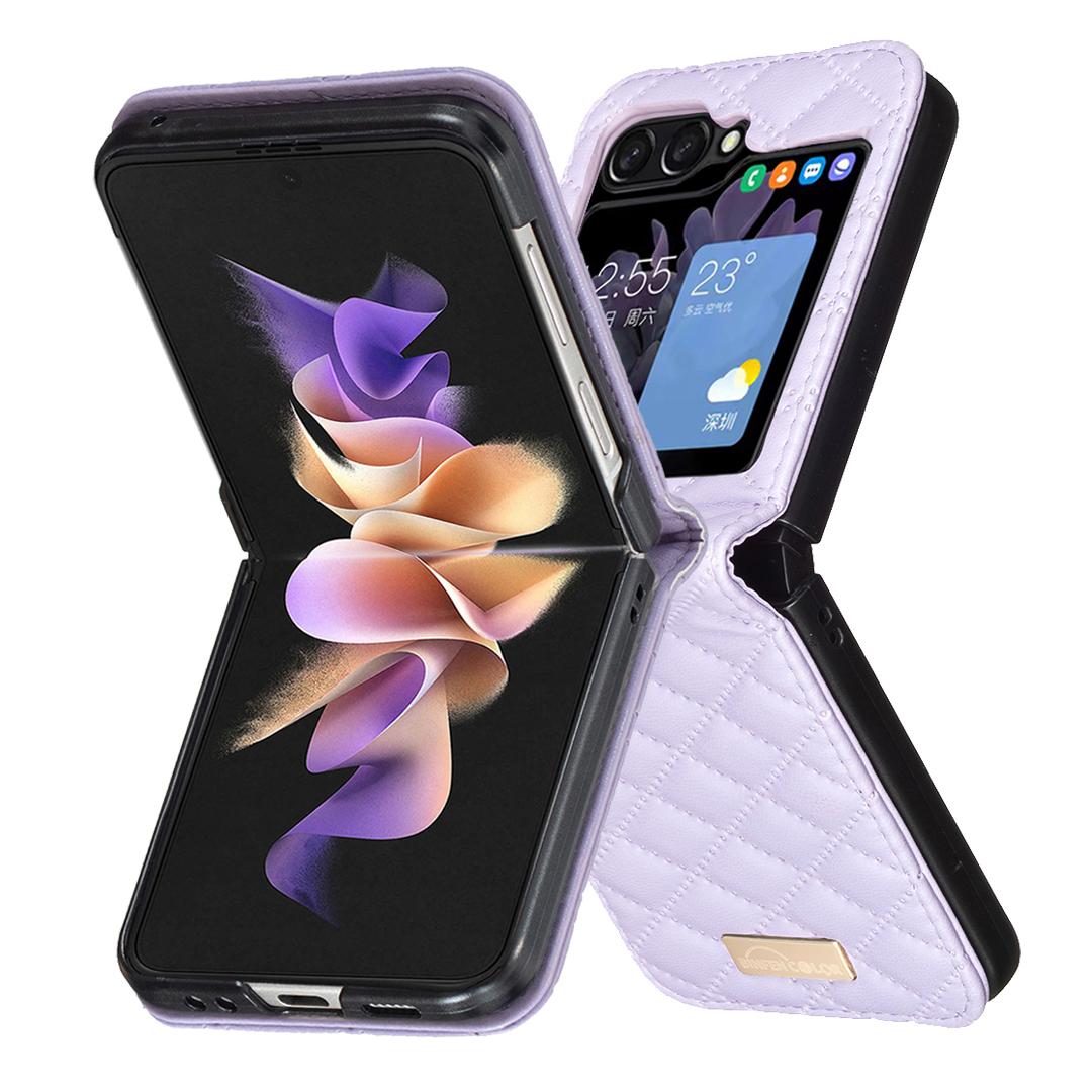 

For Samsung Galaxy Z Flip7 5G Case BINFEN COLOR Rhombus PU Leather Folding Phone Cover D