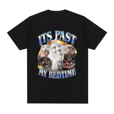 Its Past My Bedtime T Shirt Funny Cat Lover Cute Kitten Graphic Fashion Short Sleeve Tshirts 100 Cotton Unisex Women Clothing
