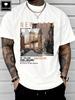 T-shirt casual in cotone unisex, stile street, scena di strada di Brooklyn New York, maglietta a maniche corte in cotone casual unisex (dalla S alla XXXL)