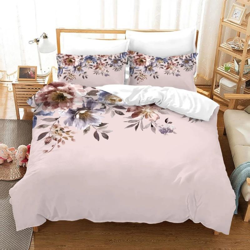 Lotus Daunendeckenbezug-Set Böhmisches Design Bettwäscheset mit Kissenbezug Bettbezug Dreiteiliges Set