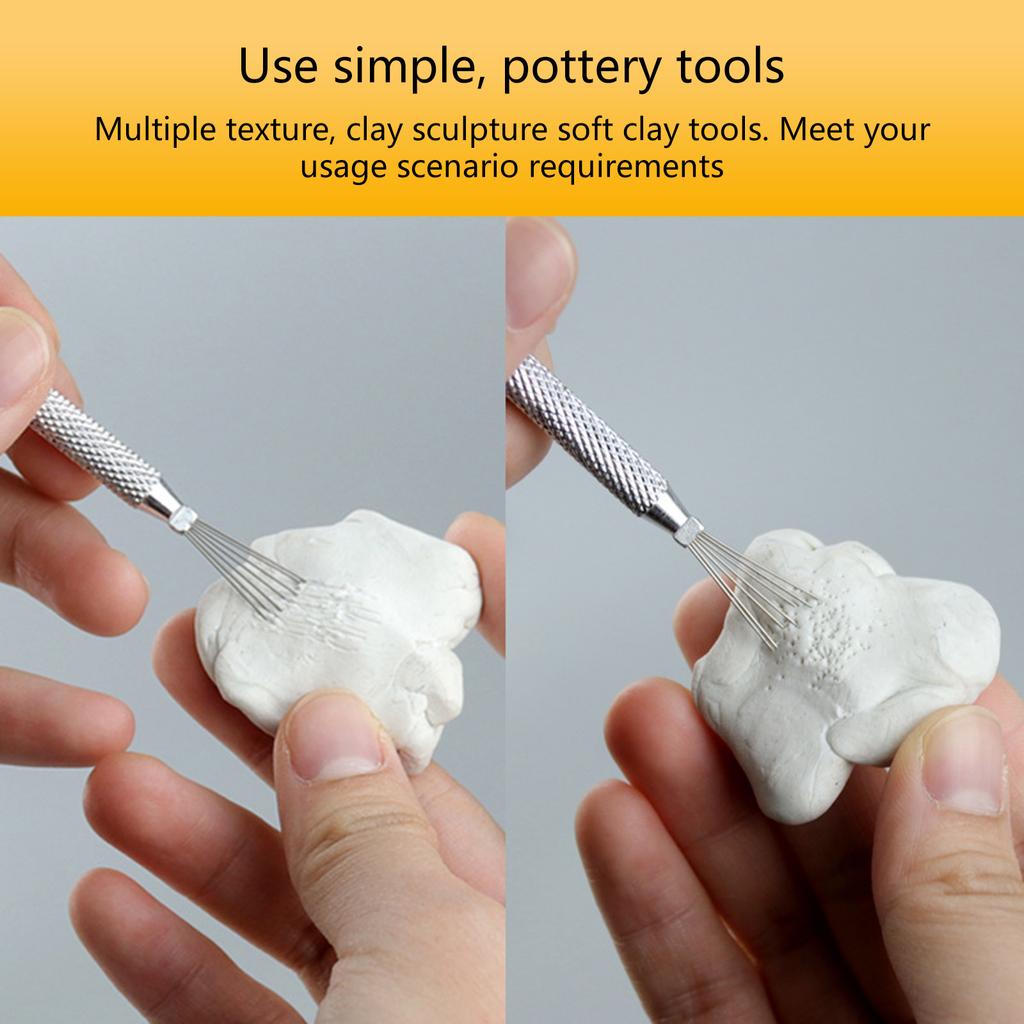 3PCS Clay Sculpting Needle Tool Set Suitable for Detailed Texturing Modeling Wax Sculpting with Stainless Steel Bristles