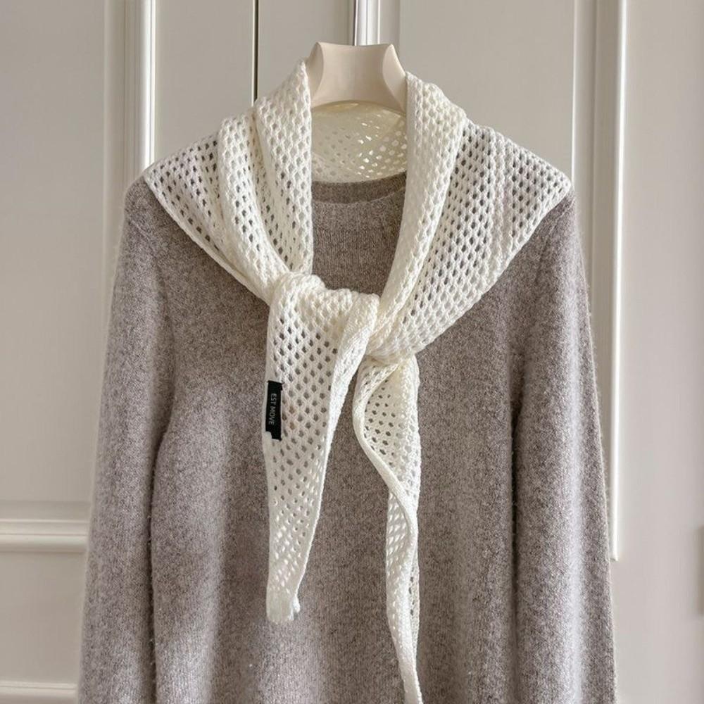 Lightweight Mesh Hollow Out Shawl Hollow Out Knit Triangle Shawl Knit Neck Scarf  Fall Winter