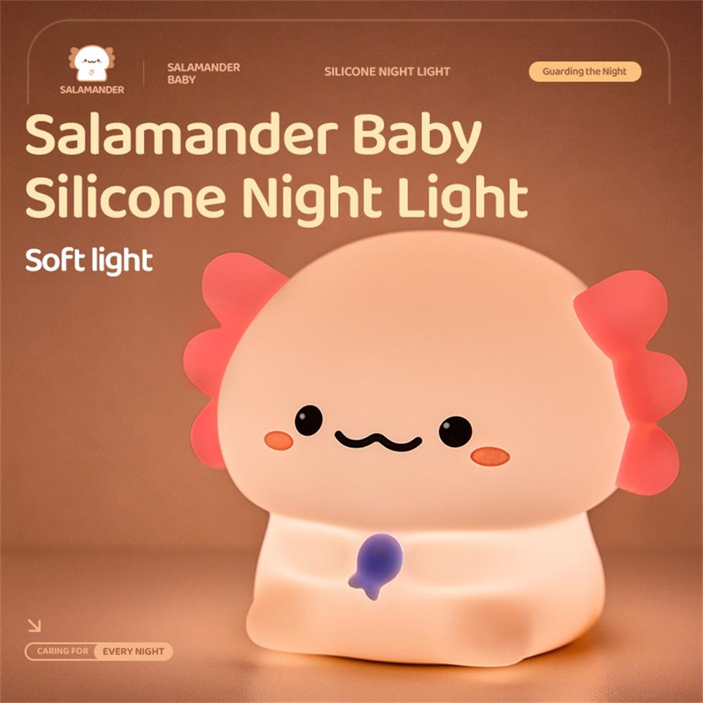 

Axolotl Silicone Night Lamp For Kids Bedroom USB Rechargeable Touch Control Bedside Light (CE ROHS FCC Certified) A