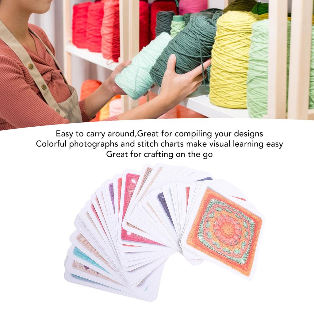 50pcs Crochet Card Deck Crochet Hook Book Crochet Patterns Card Deck for Beginners