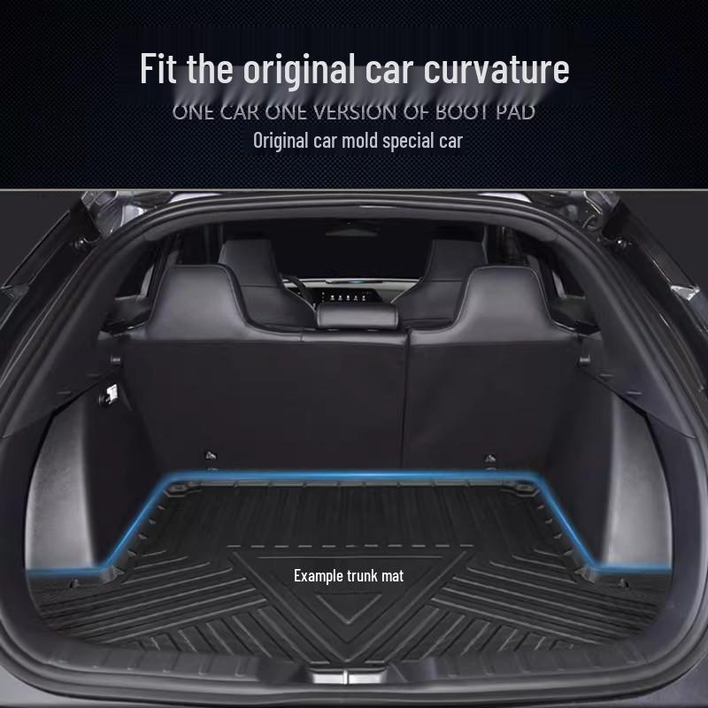 2025 Denza N8L Six-Seater Car Waterproof TPE Trunk Mat with Odorless, Eco-Friendly, Wear-Resistant Backrest Pad and Carbon Fiber Texture
