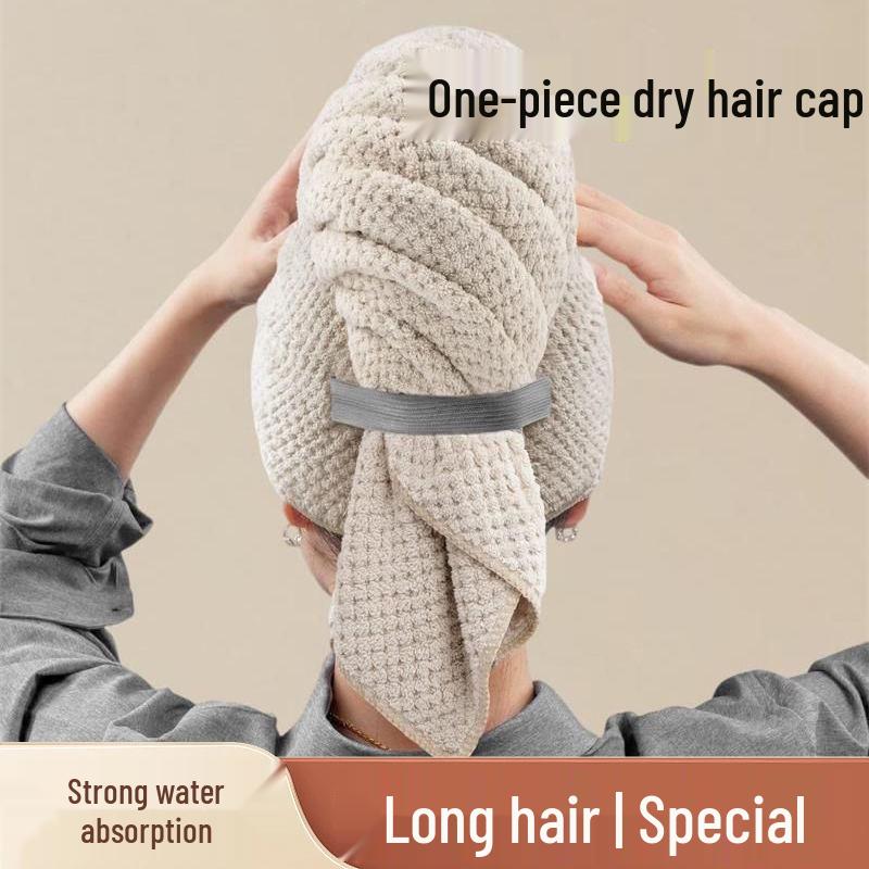 Pineapple Plaid Quick-Dry Hair Cap – Thick Coral Fleece Towel for Women Quick-Drying Hair Cap [Advanced Gray]