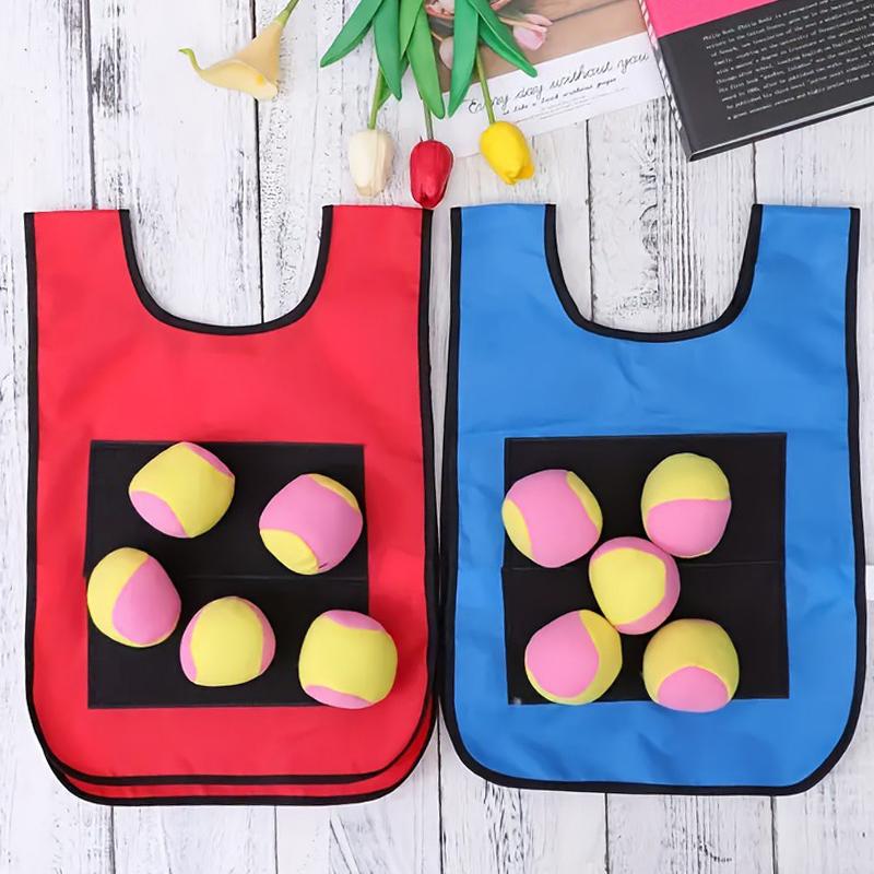 Outdoor Sport Klettball Set 1 Stück Weste mit 5 Stück Ball in zufälliger Farbe Interaktives Laufspiel Requisite Festivalgeschenk Party Souvenir ZYF