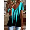 Summer V-neck 3D Printed Top Fashionable Casual Short Sleeved Women's T-shirts