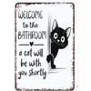 Vintage Black Cat Tin Sign 20x30cm Rustic Wall Decor for Bathroom Kitchen Home Gift