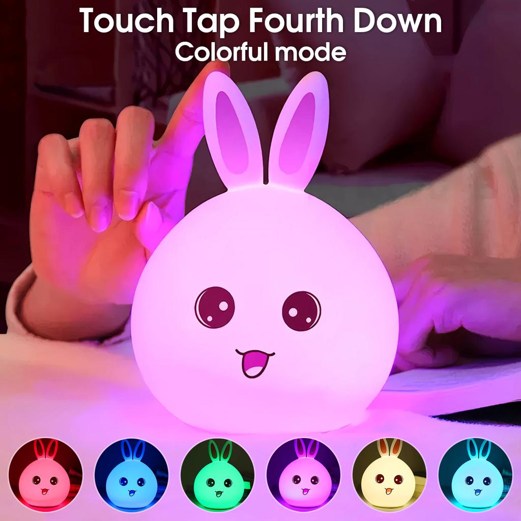 Cute rabbit style USB charging version, colorful color changing pat light, small night light, ambient light, DIY night light