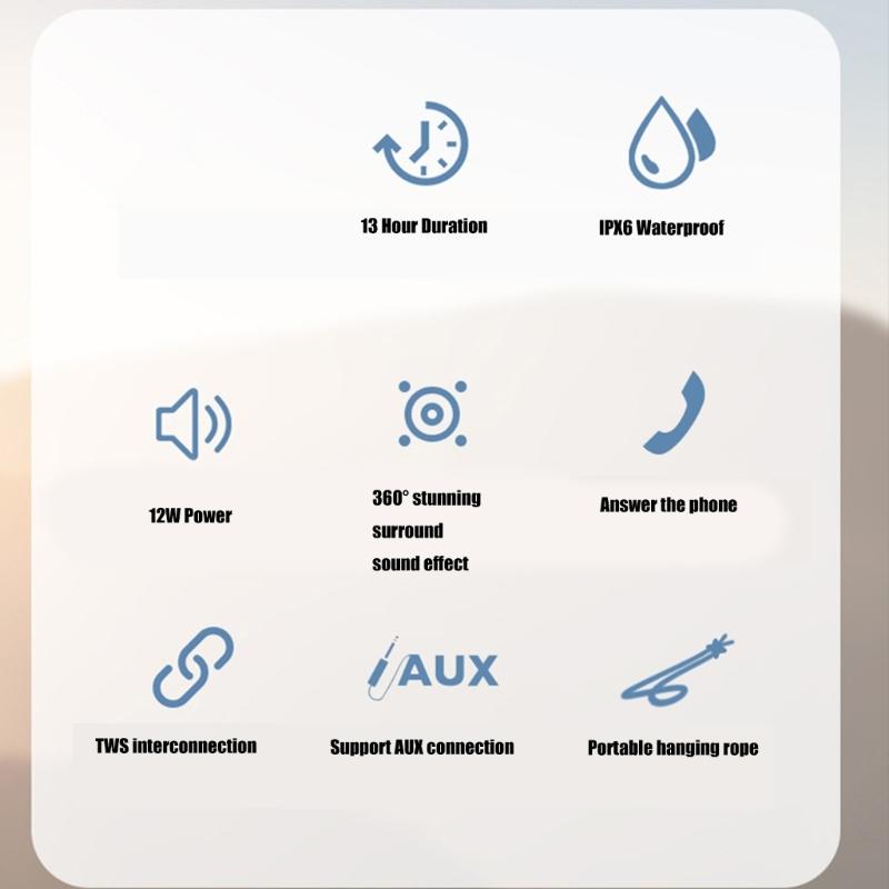 Portable Bluetooth-compatible Speaker IPX6 Waterproof Supports Multiple Playback Modes for Party Travel