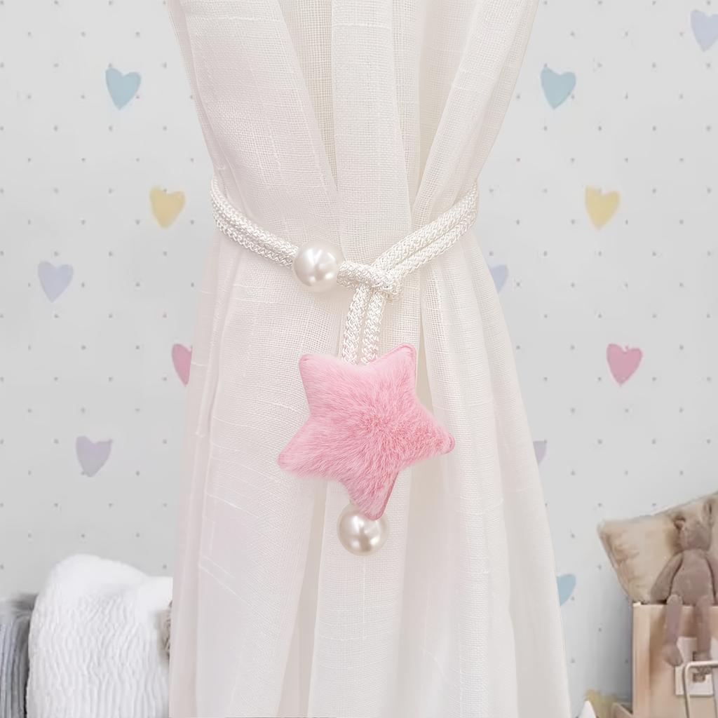 2Pcs Star Decorative Curtain Strap, Simple Imitation Pearl Curtain Rope Gauze Curtain Strap, Gauze Tent Storage Rope