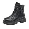 Leather Hollow Martin Boots Women's Platform Double Side Zipper Women's Leather Boots Lace-up Casual Shoes