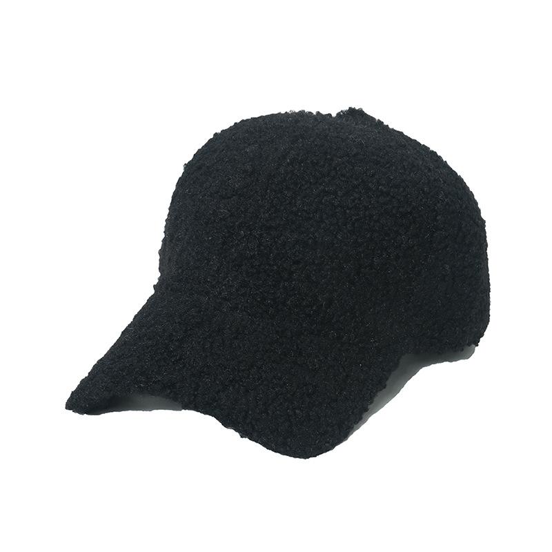 Hat Female Autumn and Winter Warm Thickened Lamb's Wool Baseball Cap Female Plush Hundred with Students Solid Colour Light Plate Duck Tongue Cap Male